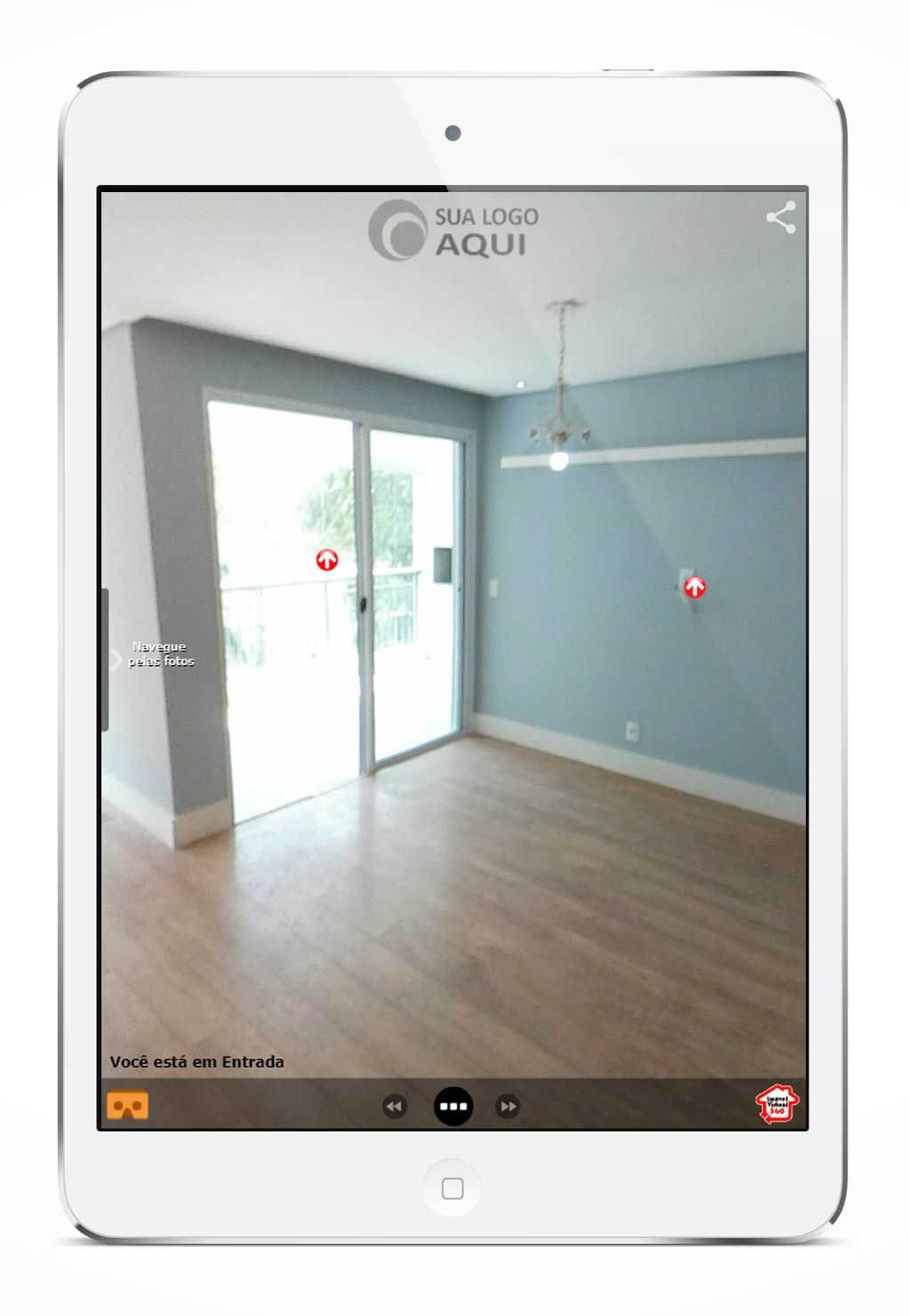 Exemplo de Tour virtual da Plataforma de criação de Tours Virtuais da IMOVEL VIRTUAL 360- Meu Passeio virtual no tablet