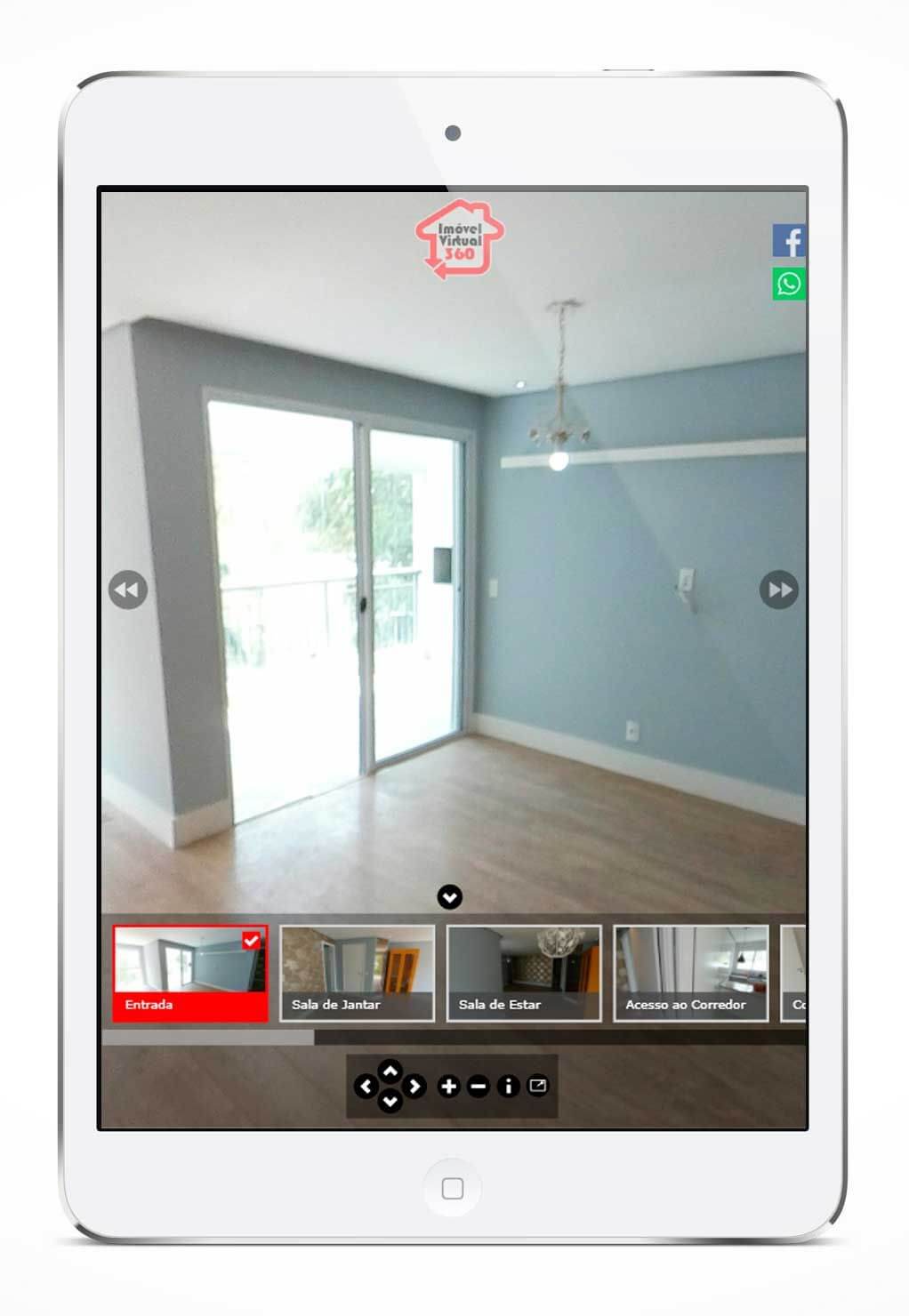 Exemplo de Tour virtual da Plataforma de criação de Tours Virtuais da IMOVEL VIRTUAL 360- Meu Passeio virtual no tablet